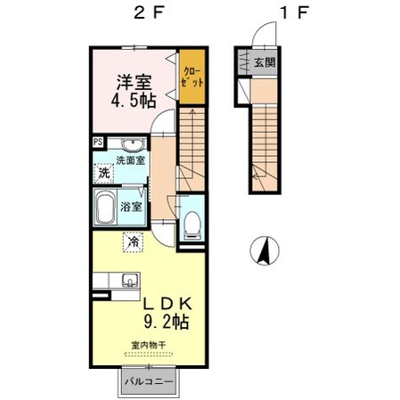 本城駅 徒歩15分 2階の物件間取画像